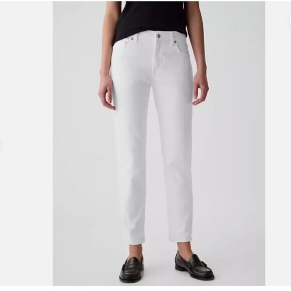 GAP Mid Rise Girlfriend Classic Jeans Size 31/12 TALL Optic White RT$80 #725278 - Picture 2 of 8